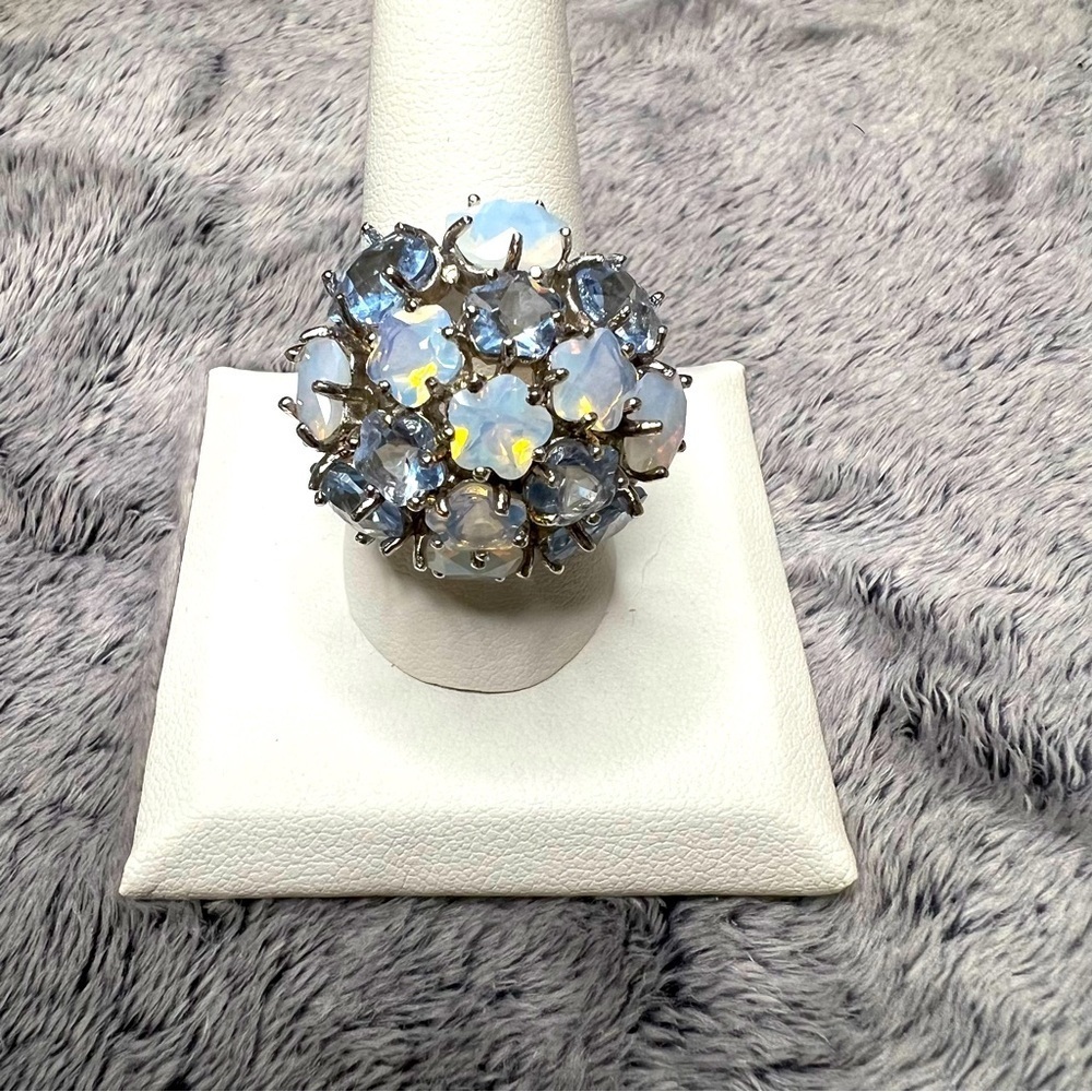 Vintage Nolan Miller Bindi Beach Faux Opal Star Cluster Dome Ring Size 10